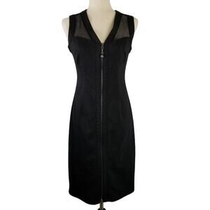 Camelot Little Black Dress Satin Lace Double Front Zip Up US 6